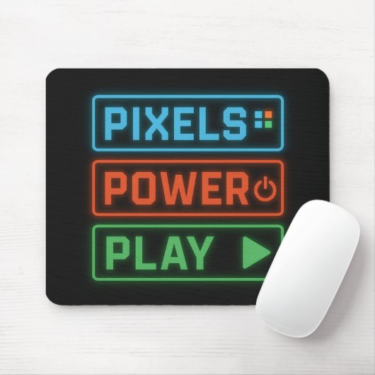 Pixels Power Play – Retro Gamer Mousepad Design マウスパッド (マウス)