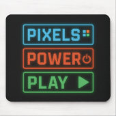 Pixels Power Play – Retro Gamer Mousepad Design マウスパッド (正面)