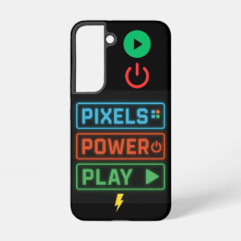 Pixels Power Play Retro Gamer Wrapping Phone Case Samsung Galaxy S22ケース