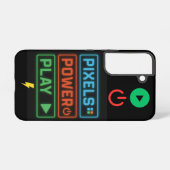 Pixels Power Play Retro Gamer Wrapping Phone Case Samsung Galaxyケース (裏面横)