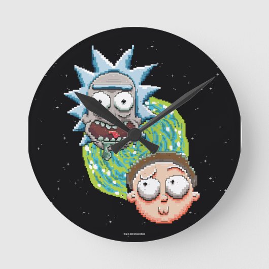 Pixelverse RickとMorty Portalのグラフィック ラウンド壁時計 (正面)