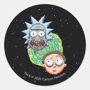 Pixelverse RickとMorty Portalグラフィック ラウンドシール