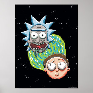 Pixelverse Rick and Morty Portal Graphic ポスター