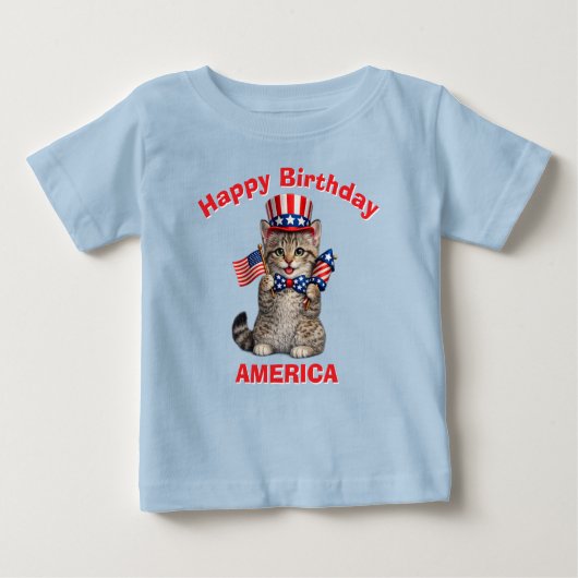 Pixie-Bob Kitten (1s) Patriotic Kid T-Shirt ベビーTシャツ (正面)