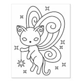 Pixie Cat – 妖精の翼子猫カラーリングページ ラバースタンプ (インプリント)