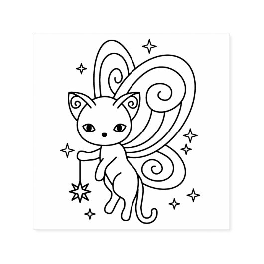 Pixie Cat Fairy Wings Kitty セルフインキングスタンプ (デザイン)