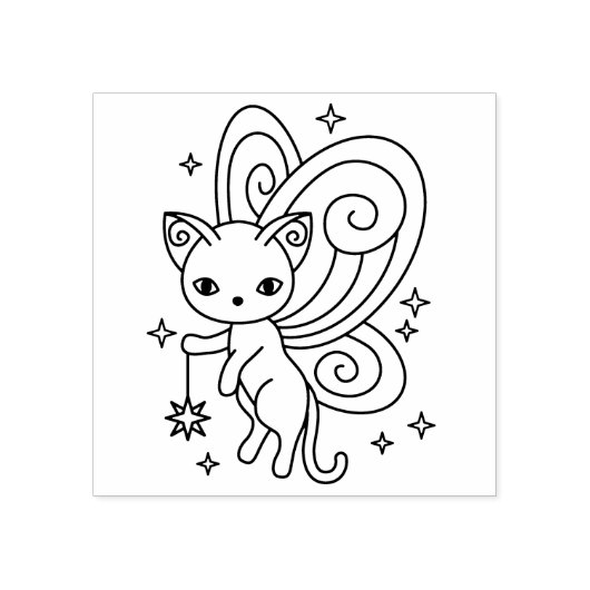 Pixie Cat Fairy Wings Kitty ラバースタンプ (インプリント)