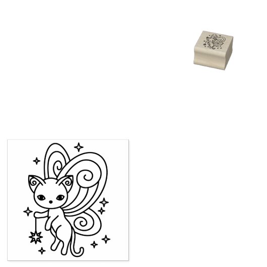 Pixie Cat Fairy Wings Kitty 1x1 ラバースタンプ (押印)