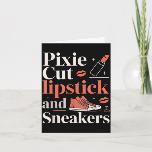 Pixie cut lipstick and sneakers short hair style  カード (正面)