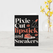 Pixie cut lipstick and sneakers short hair style  カード (黄色い花)