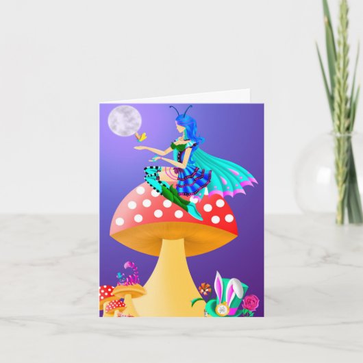 Pixie on Mushroom Greetings Card カード (正面)