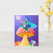 Pixie on Mushroom Greetings Card カード (黄色い花)