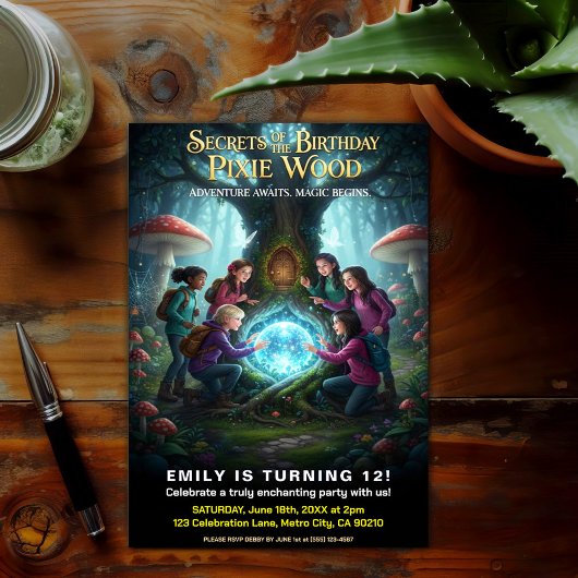 Pixie Wood Magical Birthday Party 招待状