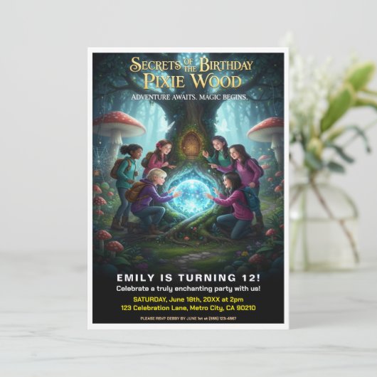 Pixie Wood Magical Birthday Party 招待状 (スタンド正面)