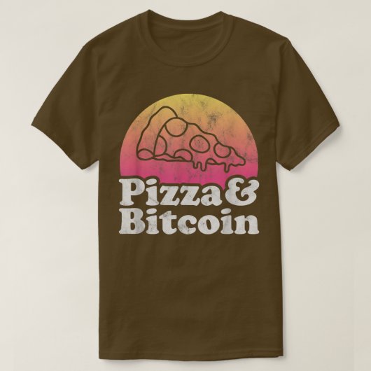 PizzaとBitcoinまたはCrypto Tシャツ (デザイン正面)