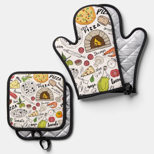 Pizza    鍋つかみ&鍋敷きセット (正面/裏面)