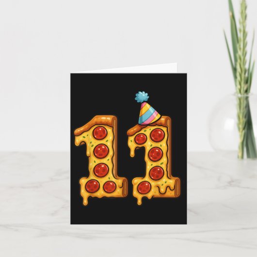 Pizza 11th Birthday 11 Years Old Party Hat Bday Bo カード (正面)
