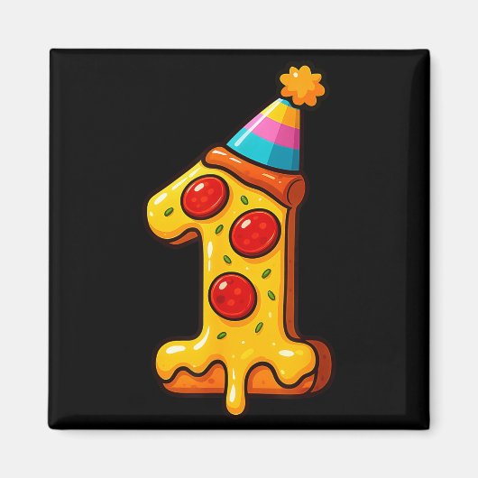 Pizza 1st Birthday 1year Old Party Hat Bday Boys G マグネット (正面)