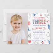 Pizza 3rd Birthdayパーティーイタリアンアメリカ写真 招待状 (正面)