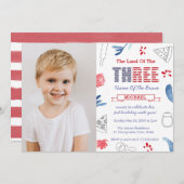 Pizza 3rd Birthdayパーティーイタリアンアメリカ写真 招待状 (正面/裏面)