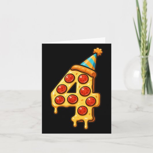 Pizza 4th Birthday 4 Years Old Party Hat Bday Boys カード (正面)