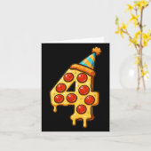 Pizza 4th Birthday 4 Years Old Party Hat Bday Boys カード (黄色い花)
