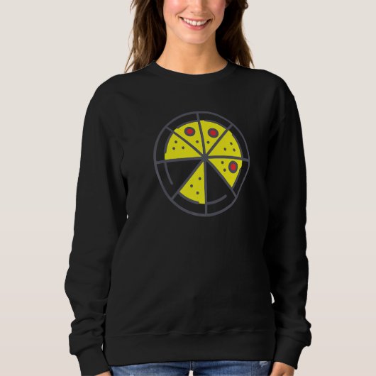 Pizza 6 Slices Cheese Pepperoni Funny Geometric Fo スウェットシャツ (正面)