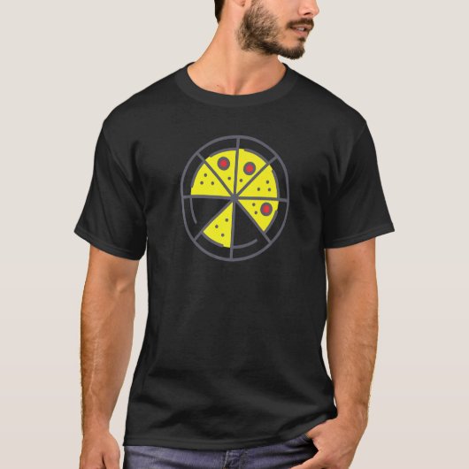 Pizza 6 Slices Cheese Pepperoni Funny Geometric Fo Tシャツ (正面)