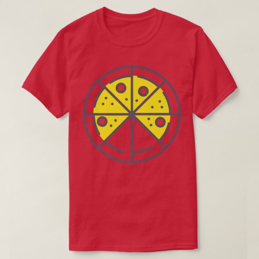 Pizza 6 Slices Cheese Pepperoni Funny Geometric Fo Tシャツ (デザイン正面)