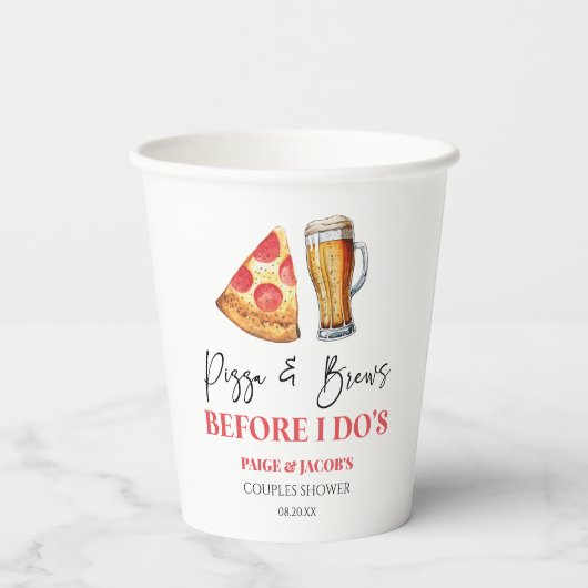 Pizza and Brews Before I Do's Couples Shower 紙コップ (裏面)