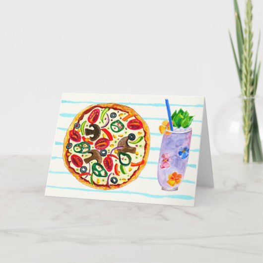 Pizza and cocktail foodie card サンキューカード (正面)