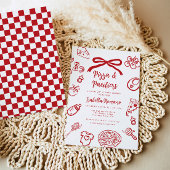 Pizza and pacifiers Italian theme Bow Baby Shower 招待状