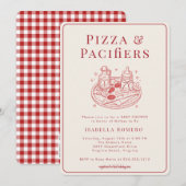 Pizza and Pacifiers Italian Themed Baby Shower 招待状 (正面/裏面)