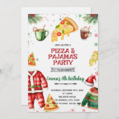 Pizza and Pajamas Christmas Invitation 招待状 (正面/裏面)