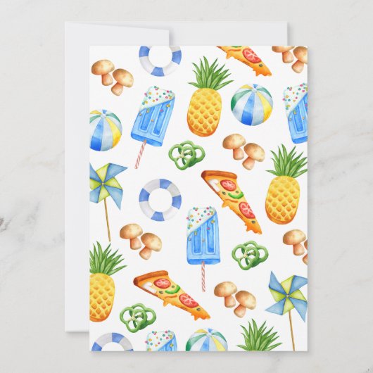  Pizza and Pool Birthday Party 招待状 (裏面)