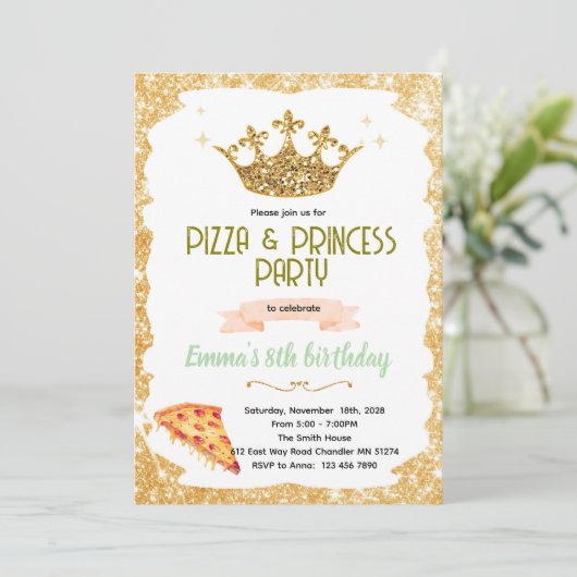 Pizza and Princesses party Invitation 招待状 (スタンド正面)