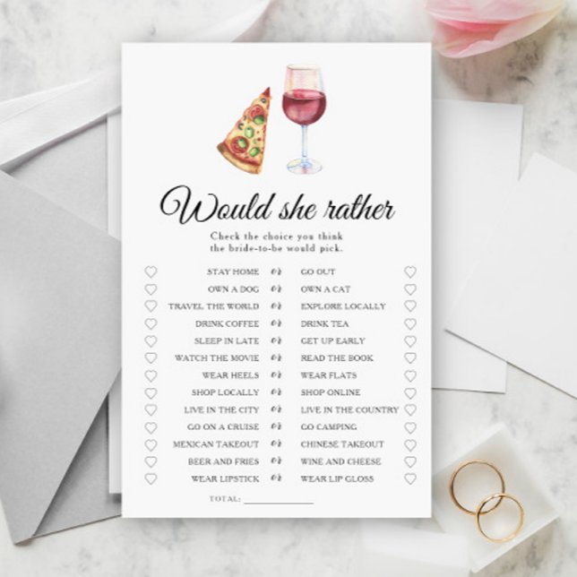 Pizza and Wine Bridal shower Would she rather (クリエイターアップロード済み)