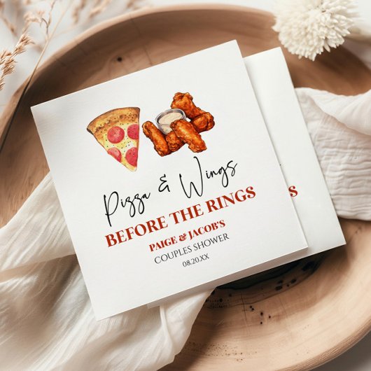 Pizza and Wings Before The Rings Couples Shower スタンダードカクテルナプキン
