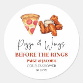 Pizza and Wings Before The Rings Couples Shower  ラウンドシール (正面)