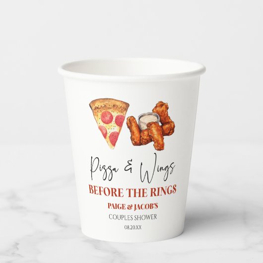 Pizza and Wings Before The Rings Couples Shower 紙コップ (裏面)