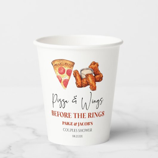 Pizza and Wings Before The Rings Couples Shower 紙コップ (正面)