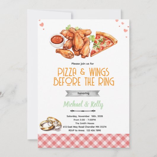 Pizza and Wings Before The Rings Invitation 招待状 (正面)