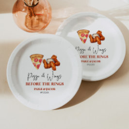 Pizza and Wings Before The Wings Rehearsal Dinner ペーパープレート