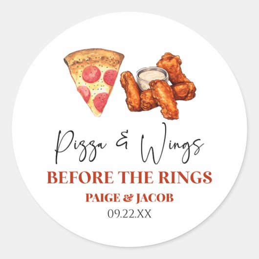 Pizza and Wings Before The Wings Rehearsal Dinner ラウンドシール (正面)