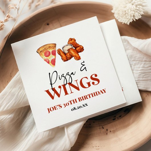 Pizza and Wings Birthday Party スタンダードカクテルナプキン