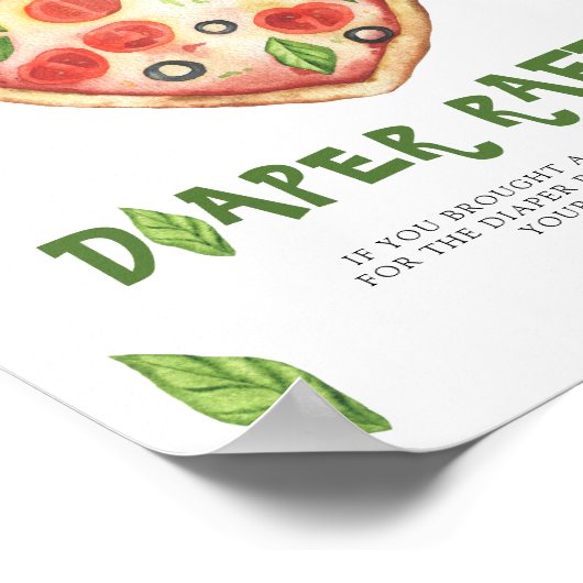 Pizza baby shower - diaper raffle ポスター (角)