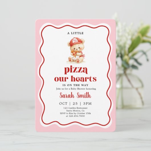 Pizza Baby Shower Invitation 招待状 (スタンド正面)