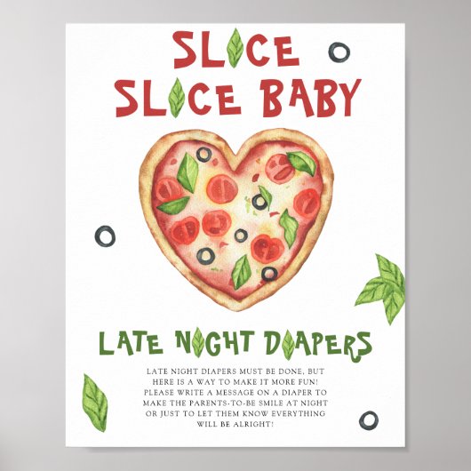 Pizza baby shower - late night diapers ポスター (正面)