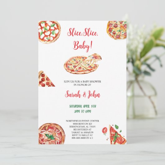 PIZZA BABYSHOWER INVITATION 招待状 (スタンド正面)