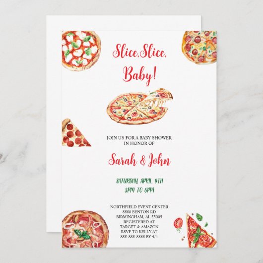 PIZZA BABYSHOWER INVITATION 招待状 (正面/裏面)